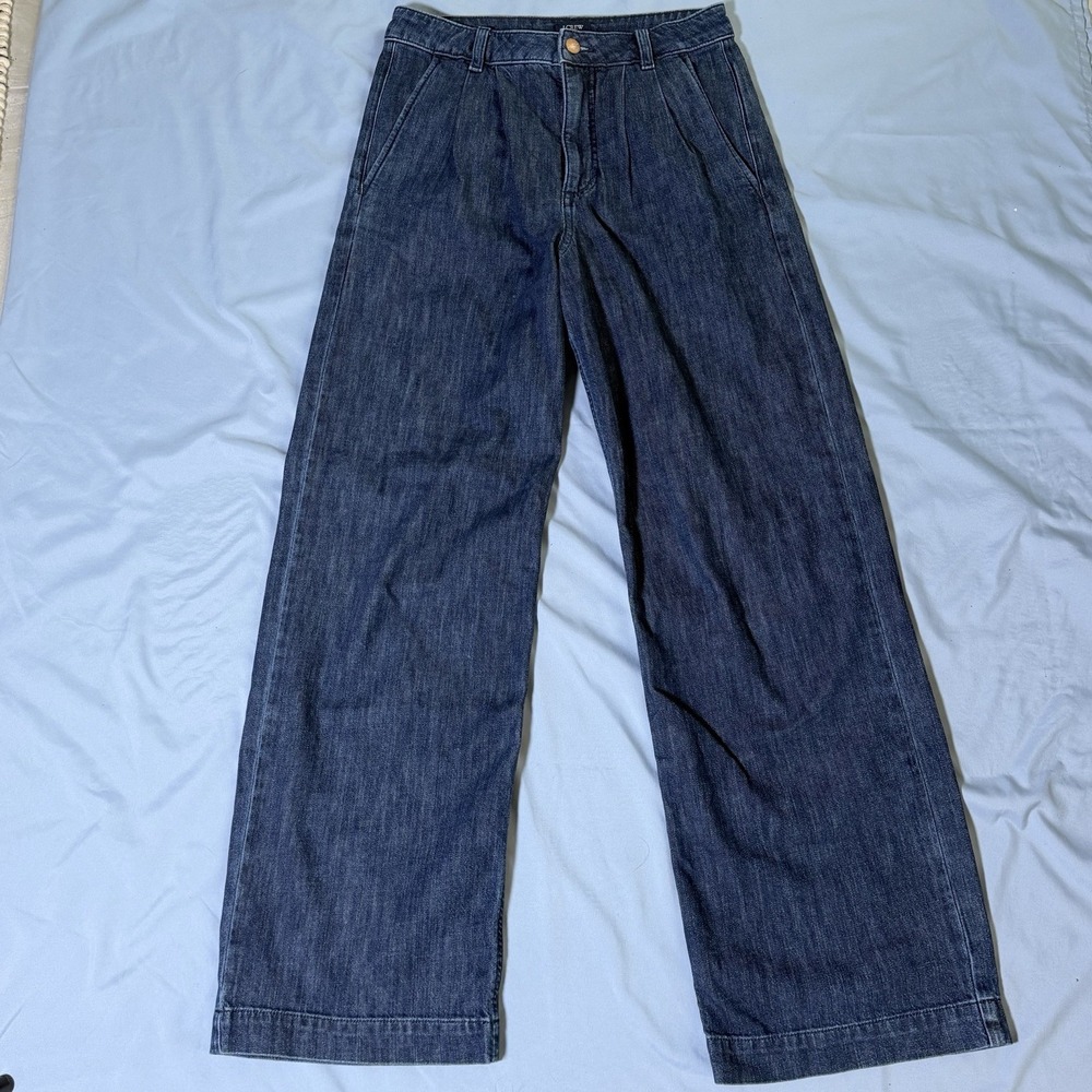 J.Crew Women's High-Rise Wide-Leg Jeans Size 24 Blue Denim